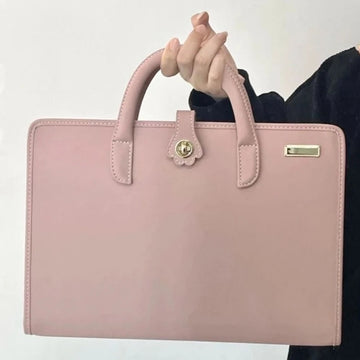 Qfdian Pink Girls Casual All Match Simple Top-Handle Bags Korean Solid Trendy Chic Laptop Bag Sweet Y2k Fashion Travel Women's Handbags